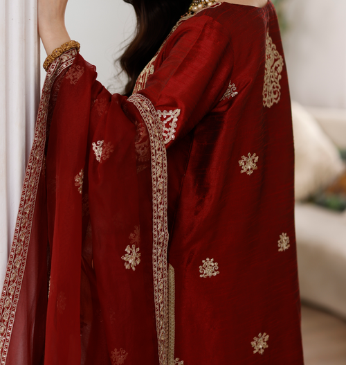MGS-08 ANARKALI 3Pcs Raw Silk STITCHED