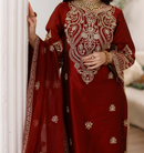 MGS-08 ANARKALI 3Pcs Raw Silk STITCHED