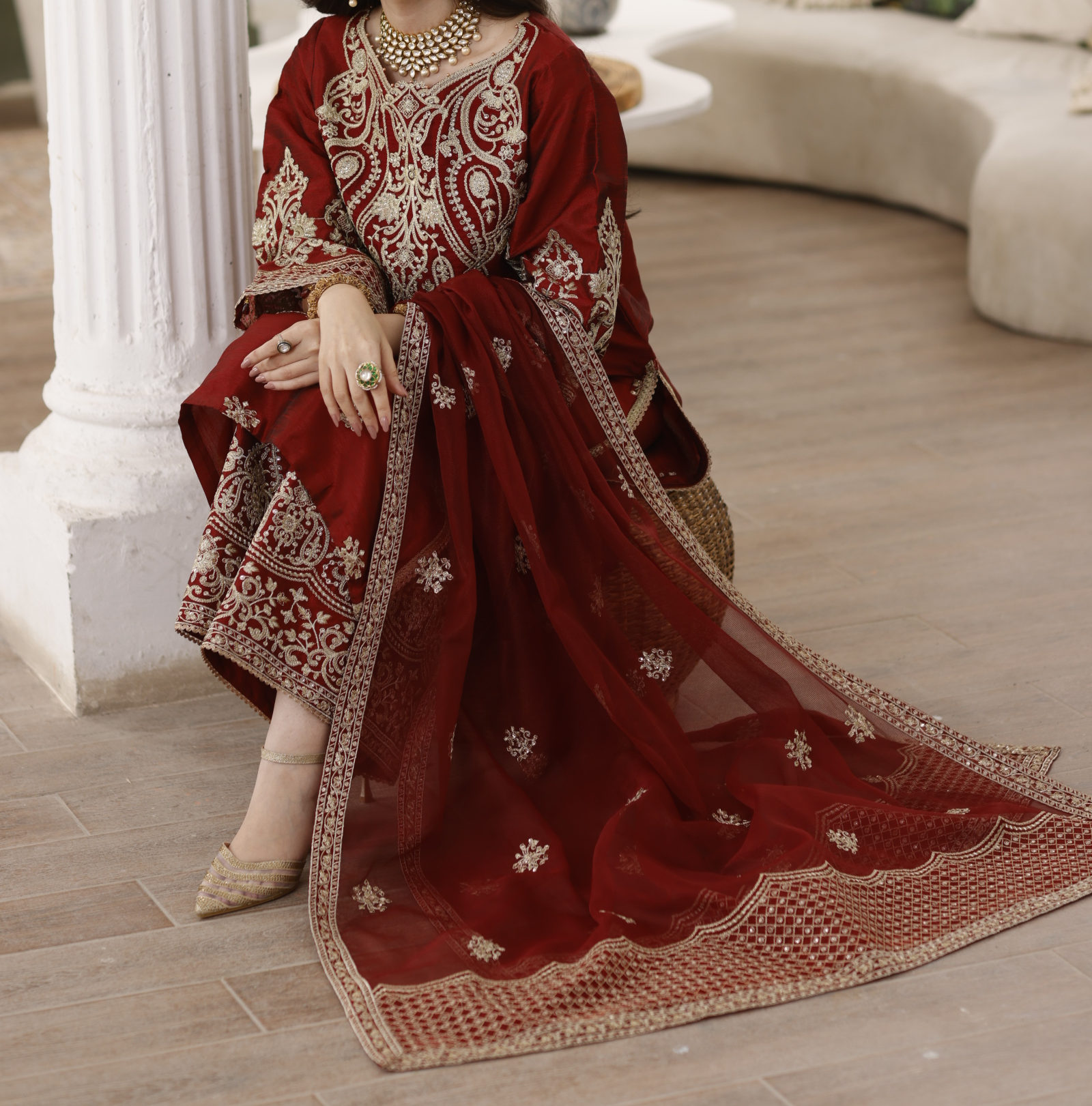 MGS-08 ANARKALI 3Pcs Raw Silk STITCHED