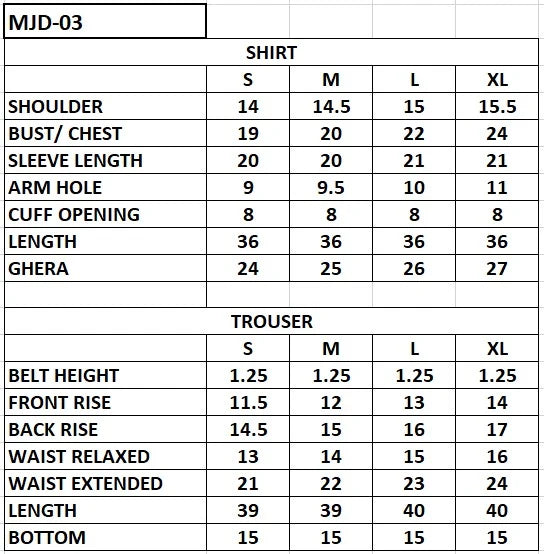 Size chart
