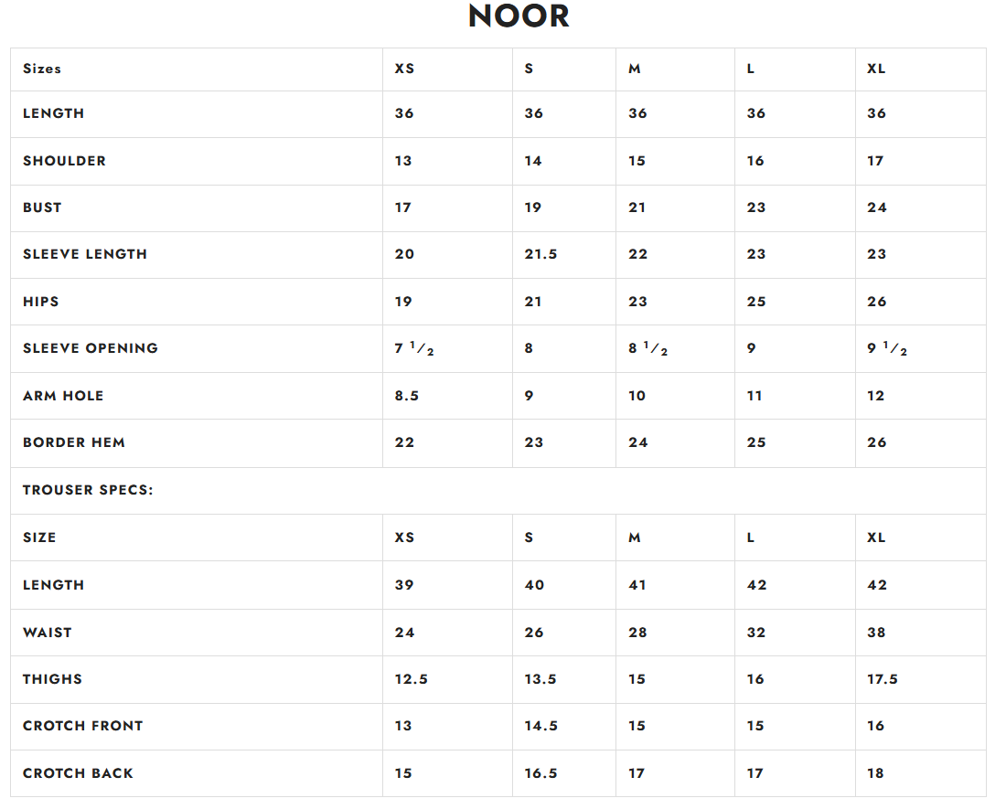 Size chart