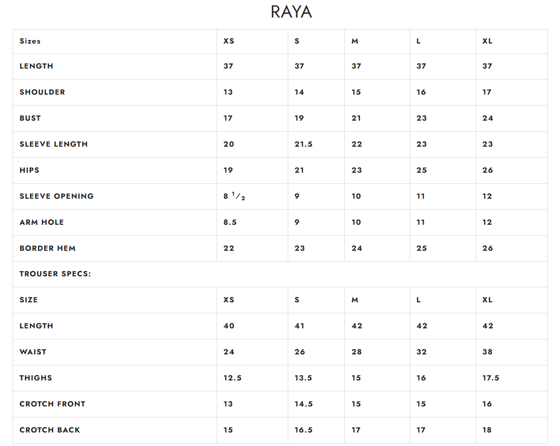 Size chart