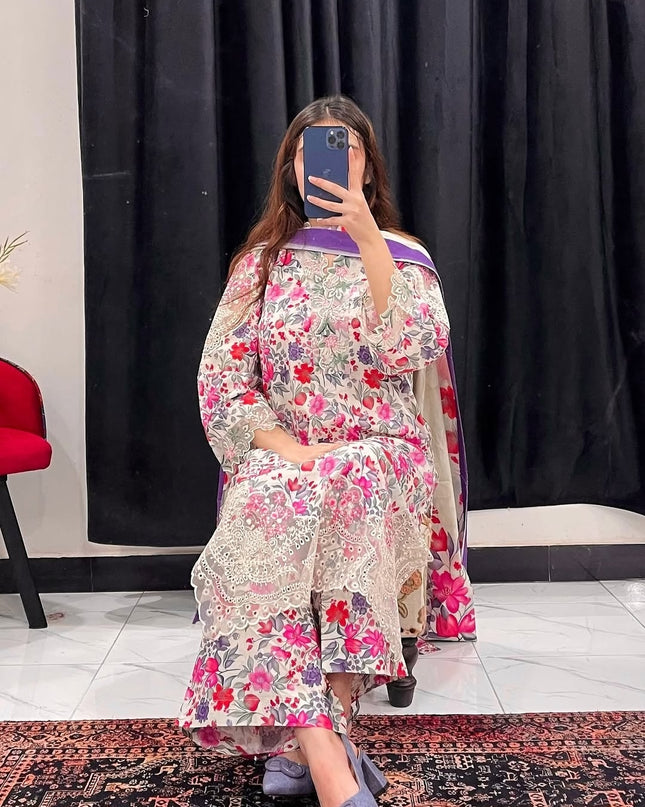 3-Pc  Lawn Dress