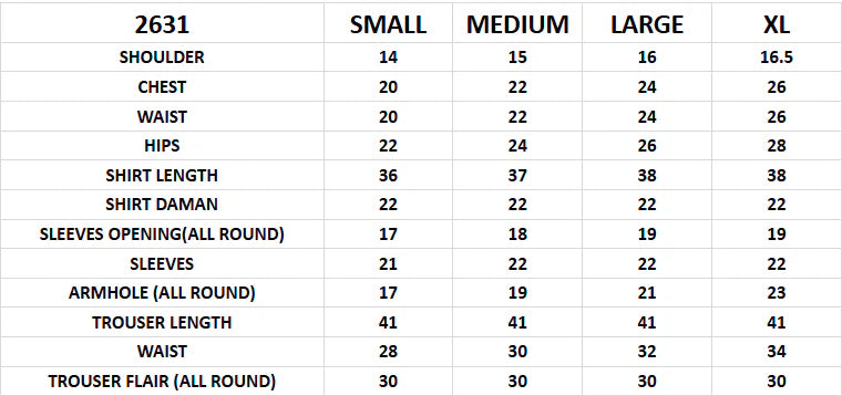 Size chart
