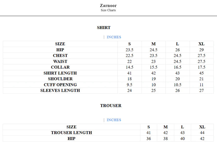 Size chart